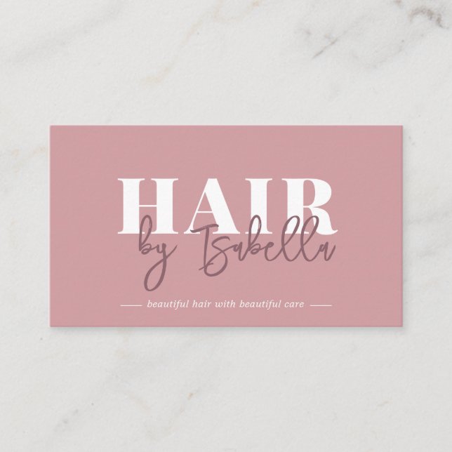 Hair Stylist Script Signature Blush Pink Minimal Business Card (Front)