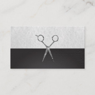 Hair Stylist Silver Metal Texture Background Appointment Card