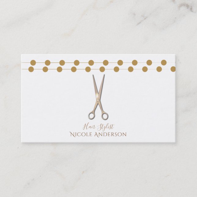 Hair Stylist Silver Scissors Minimal Rose Gold Business Card (Front)