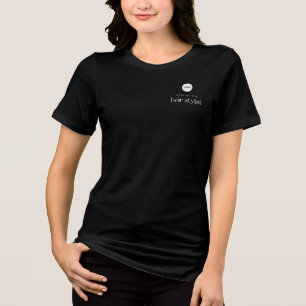 Hair Stylist Simple Employee Name Logo Black Tri-Blend Shirt