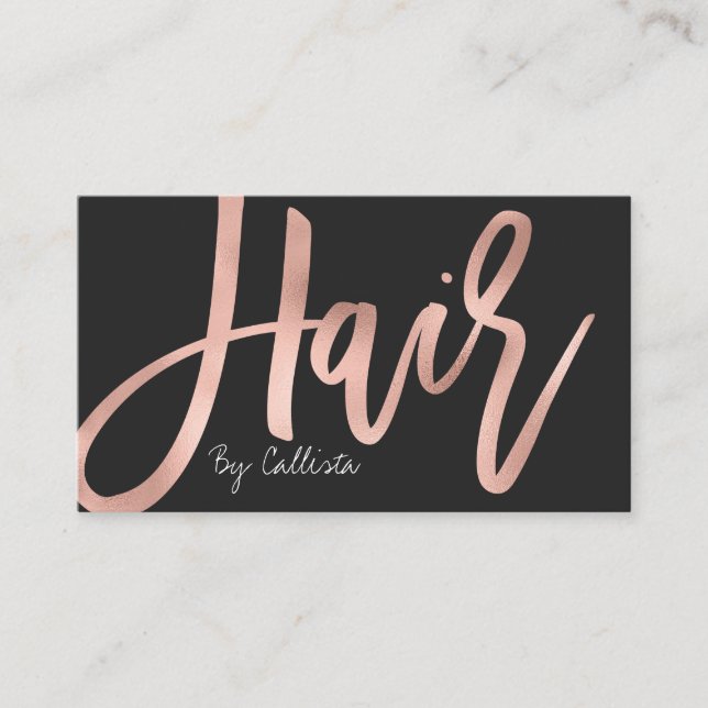 Hair Stylist Simple Rose Gold Modern Typography Business Card (Front)
