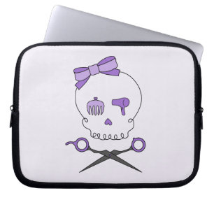 Hair Stylist Skull & Scissor Crossbones - Purple 2 Laptop Sleeve