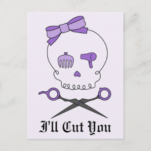 Hair Stylist Skull & Scissor Crossbones - Purple 2 Postcard