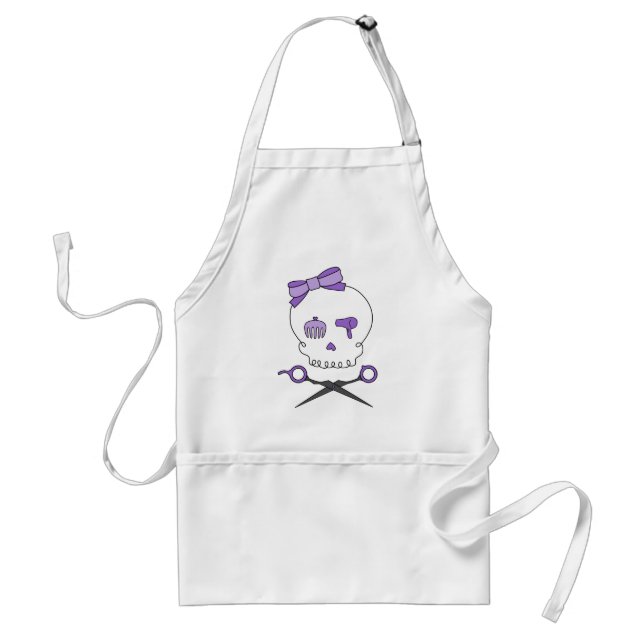 Hair Stylist Skull & Scissor Crossbones - Purple Standard Apron (Front)