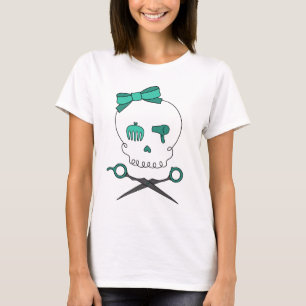 Hair Stylist Skull & Scissor Crossbones -Turquoise T-Shirt