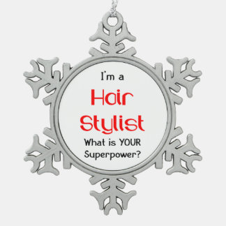 Hair stylist snowflake pewter christmas ornament
