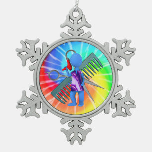 Hair Stylist Snowflake Pewter Christmas Ornament