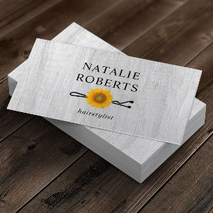 Hair Stylist Sunflower Bobby Pin Rustic Salon Business Card