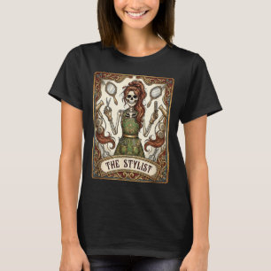 Hair Stylist Tarot Card Skeleton Cosmetology for T-Shirt