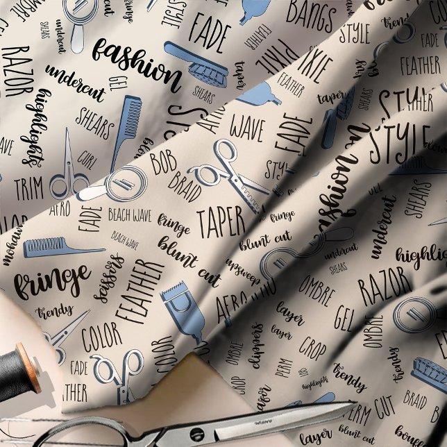 Hair Stylist Text and Tools Blue1 ID749 Fabric (Creator Uploaded)
