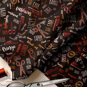 Hair Stylist Text and Tools Multi-Color3 ID749 Fabric