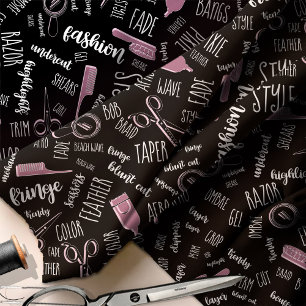 Hair Stylist Text and Tools Pink11 ID749 Fabric