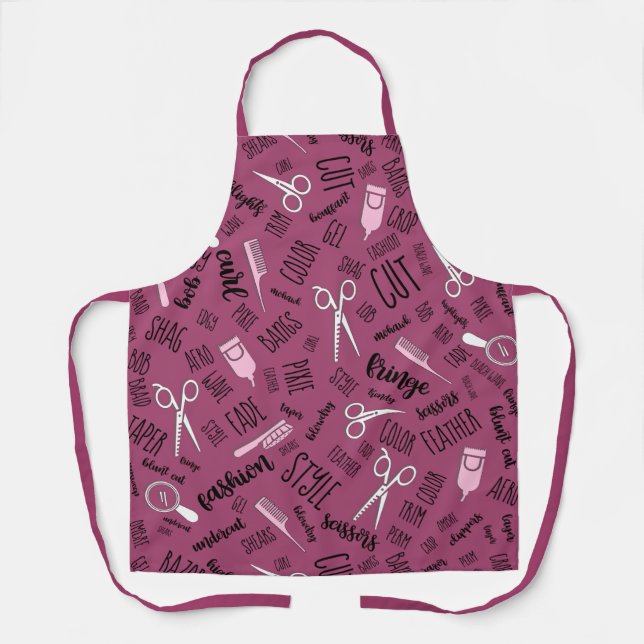 Hair Stylist Text and Tools Pink1 ID749 Apron (Front)