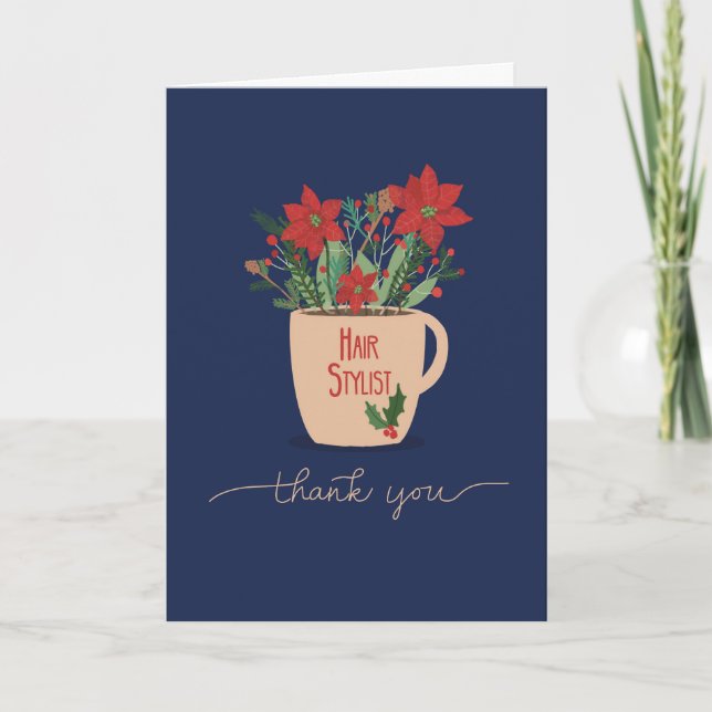 Hair Stylist Thank You at Christmas Poinsettias Card (Front)