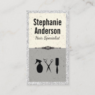 Hair Stylist Tools   Glitter Fancy Business Card