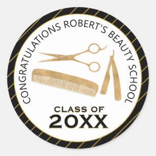 Hair Stylist Tools Graduation Party Classic Round Sticker