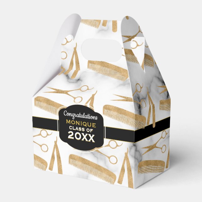 Hair Stylist Tools Graduation Party Favour Box (Front Side)