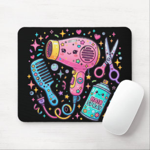 Hair Stylist Tools in Kawaii Art Style Mouse Mat