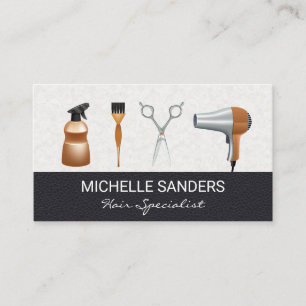 Hair Stylist Tools   Leather Business Card