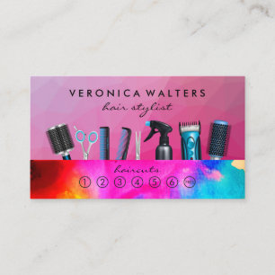 Hair Stylist Tools   Loyalty Punch Card
