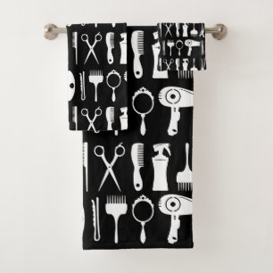 Hair stylist tools pattern  bath towel set