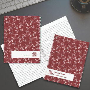 Hair Stylist Tools Pattern Burgundy Pink White Notebook
