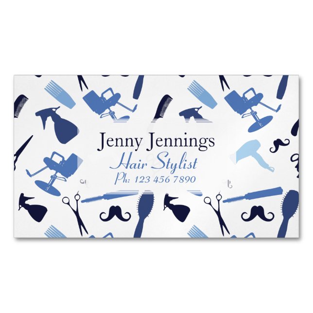 Hair stylist tools pattern 	Magnetic business card (Front)