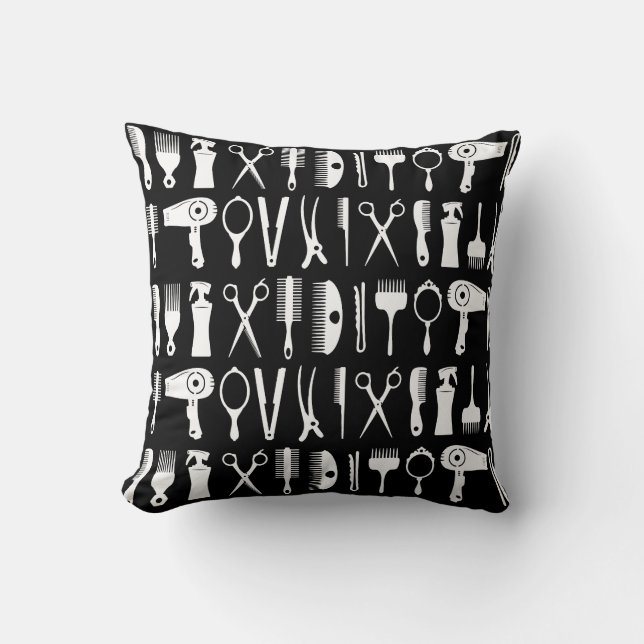 Hair stylist tools pattern  throw pillow (Front)