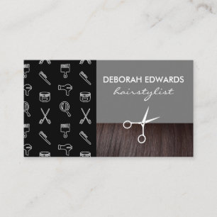 Hair Stylist Tools Pattern with Hair Business Card