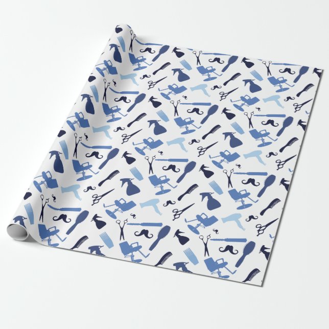 Hair stylist tools pattern wrapping paper (Unrolled)