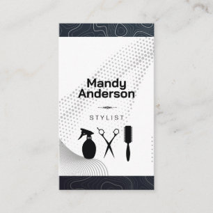 Hair Stylist Tools QR Code Modern Business Card
