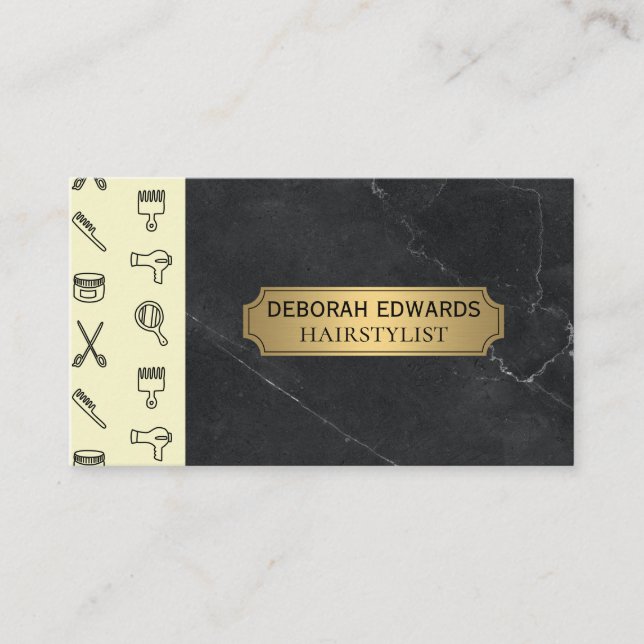 Hair Stylist Tools | Salon Barber Lux Business Card (Front)