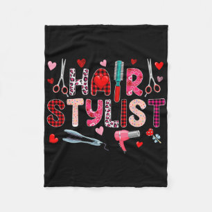 Hair Stylist Tools Valentine's Day Leopard Cute He Fleece Blanket