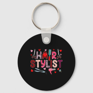 Hair Stylist Tools Valentine's Day Leopard Cute He Key Ring