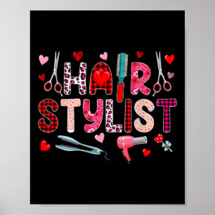 Hair Stylist Tools Valentine's Day Leopard Cute He Poster