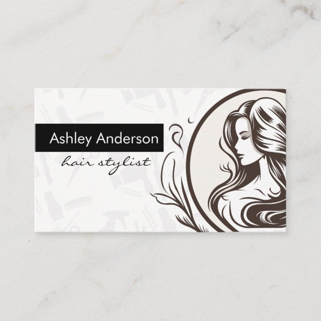 Hair Stylist Tools | Womens Hair Beauty Logo Appointment Card (Front)