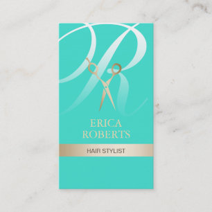 Hair Stylist Turquoise & Gold Monogram Appointment