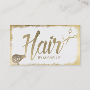 Hair Stylist Typography Gold Grunge Frame Salon Business Card