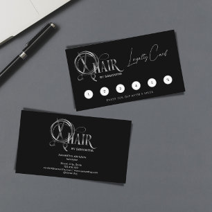 Hair stylist typography hair scissors Loyalty Business Card