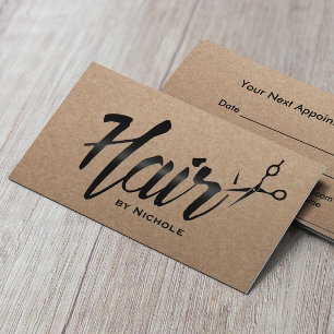 Hair Stylist Typography Rustic Kraft Appointment Card