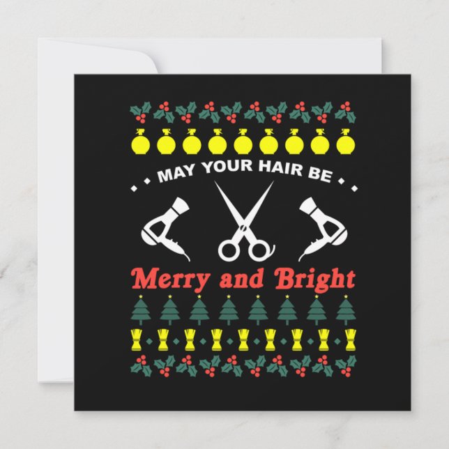 Hair Stylist Ugly Christmas Knit Sweater Gift Invitation (Front)