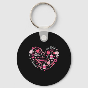 Hair Stylist Valentines Day Heart Hairdresser Cosm Key Ring