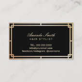 Hair Stylist Vintage Art Deco Gold Scissor Classy Business Card (Back)