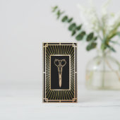 Hair Stylist Vintage Art Deco Gold Scissor Classy Business Card (Standing Front)