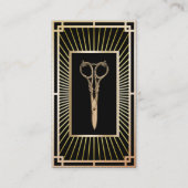 Hair Stylist Vintage Art Deco Gold Scissor Classy Business Card (Front)
