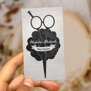 Hair Stylist Vintage Black Scissor Salon Appointment Card