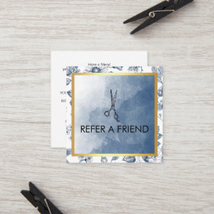 Hair Stylist Vintage Blue Floral Salon Referral Card