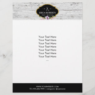 Hair Stylist Vintage Floral Rustic Wood Salon Flyer