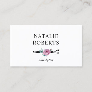 Hair Stylist Vintage Flower Bobby Pin Beauty Salon Business Card