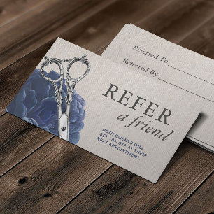 Hair Stylist Vintage Flower Scissor Salon Referral